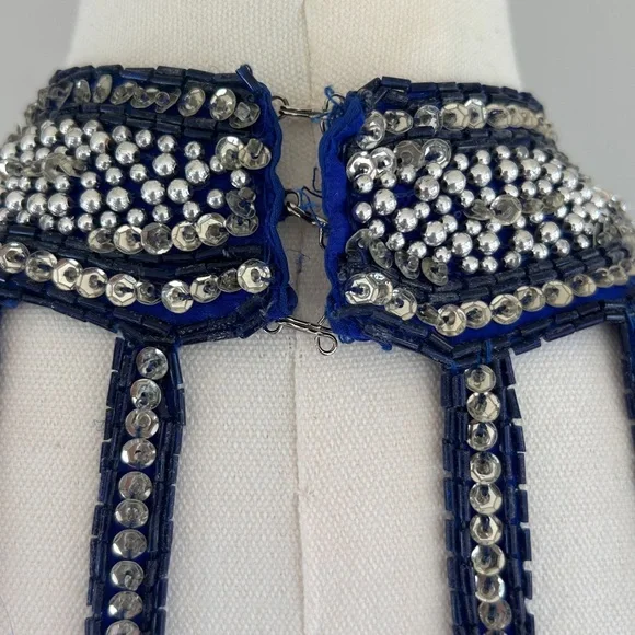 VTG LAURENCE KAZAR 90s 100% Silk Beaded Halter Gown Prom Formal Maxi Dress Sz S - Picture 12 of 16